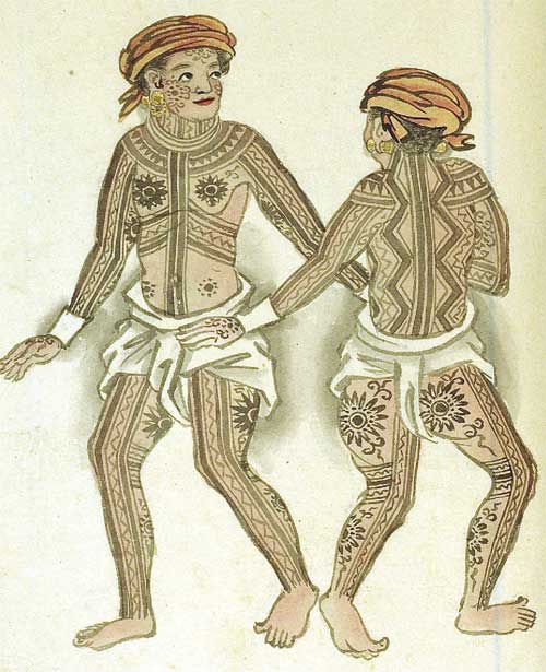 Illustrations depicting the Pintados aka the Bisayans from the Boxer Codex, circa 1590