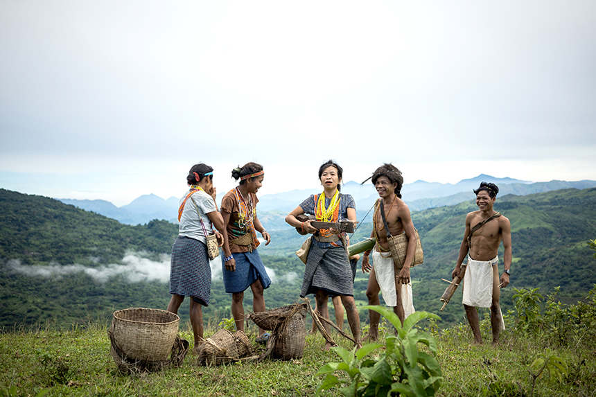 Buhid Mangyan villagers perform a courtship dance at the remote settlement of Sitio Salidang