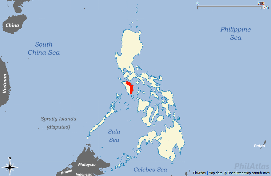A map showing the location of oriental mindoro, just under central Luzon