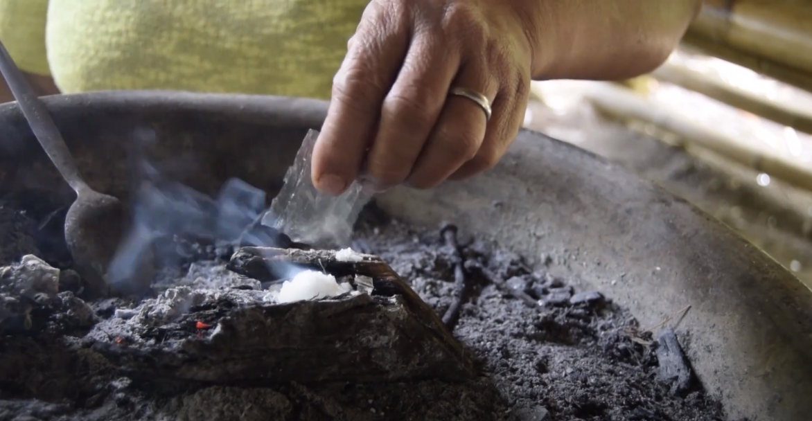 A fire of incense and herbs